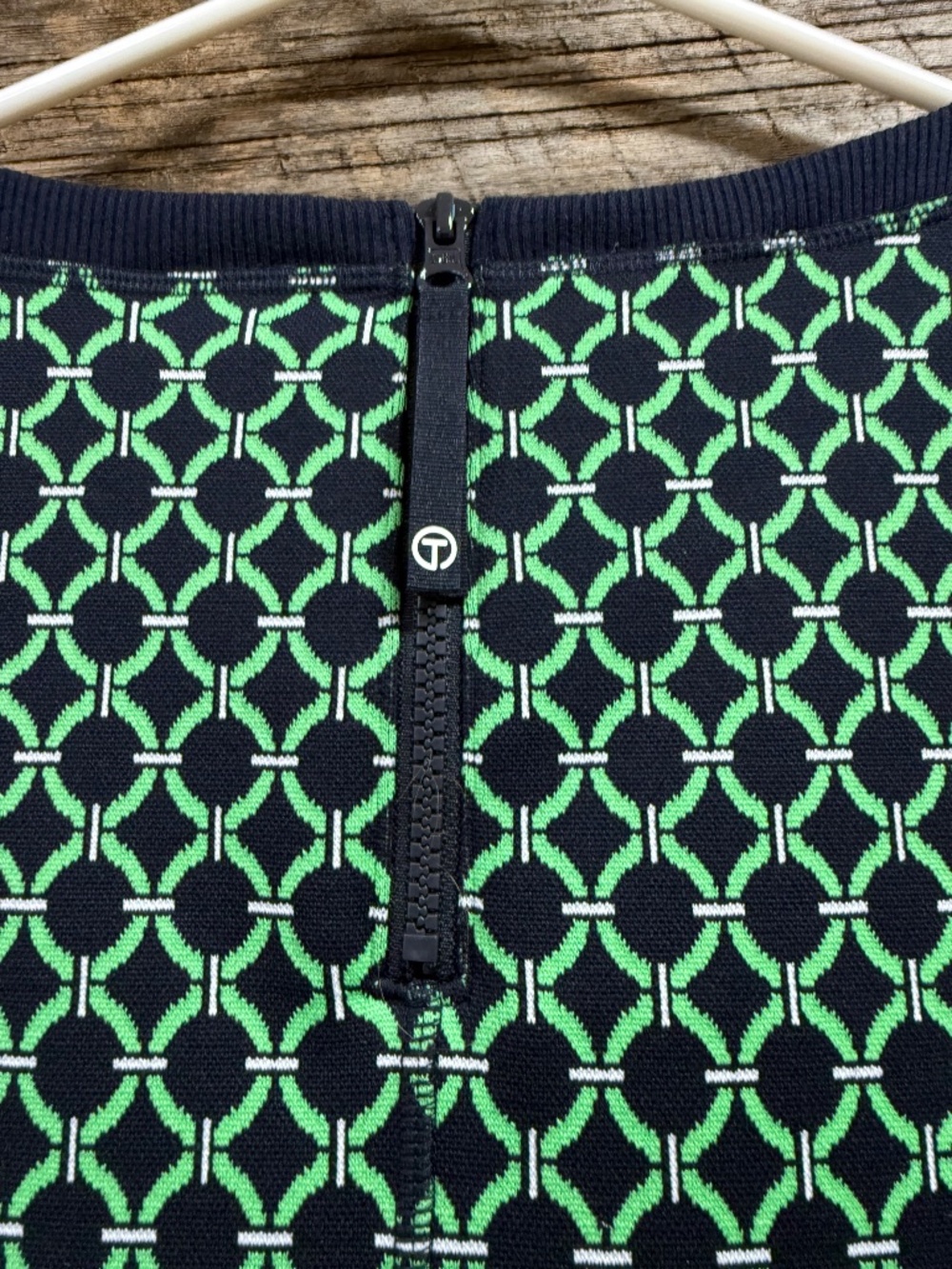 Talbots Cable Jacquard short sleeve dress, Green/navyprint, Small - Picture 6 of 7